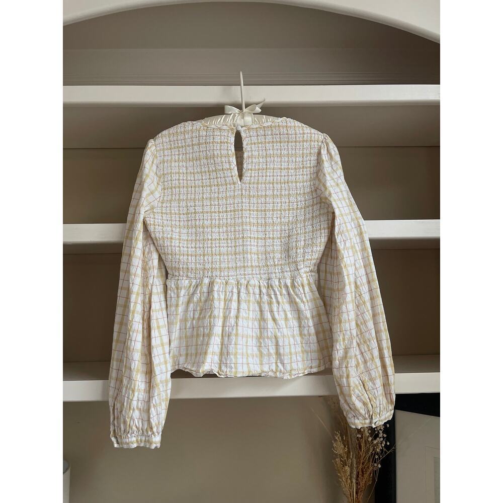 Universal Threads Yellow Plaid Shirred Top - Size Small - Picture 7 of 8